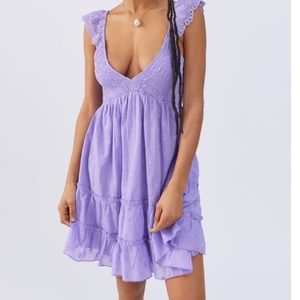 NWT Urban Outfitters Malta Flutter Sleeve Mini Dress in Lilac - Size S